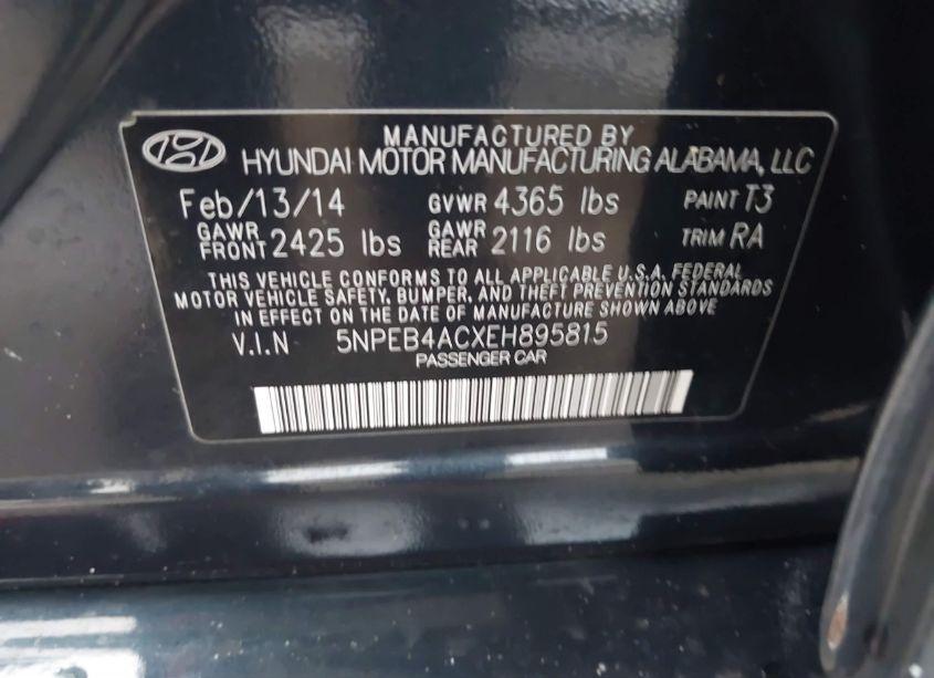 Photo 9 of 2014 Hyundai Sonata GLS (VIN 5NPEB4ACXEH895815)