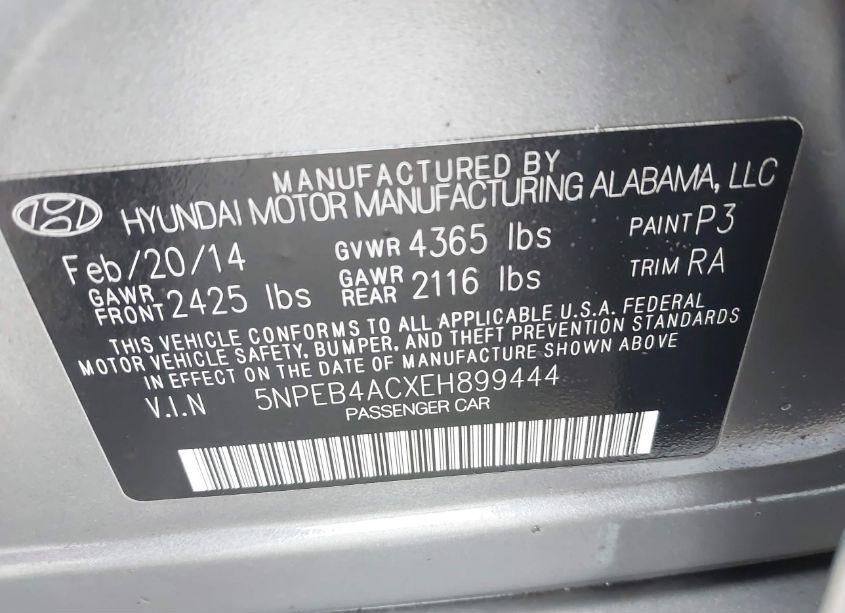 Photo 9 of 2014 Hyundai Sonata GLS (VIN 5NPEB4ACXEH899444)