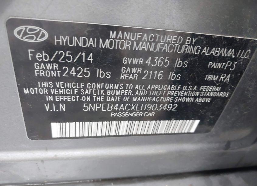 Photo 9 of 2014 Hyundai Sonata GLS (VIN 5NPEB4ACXEH903492)