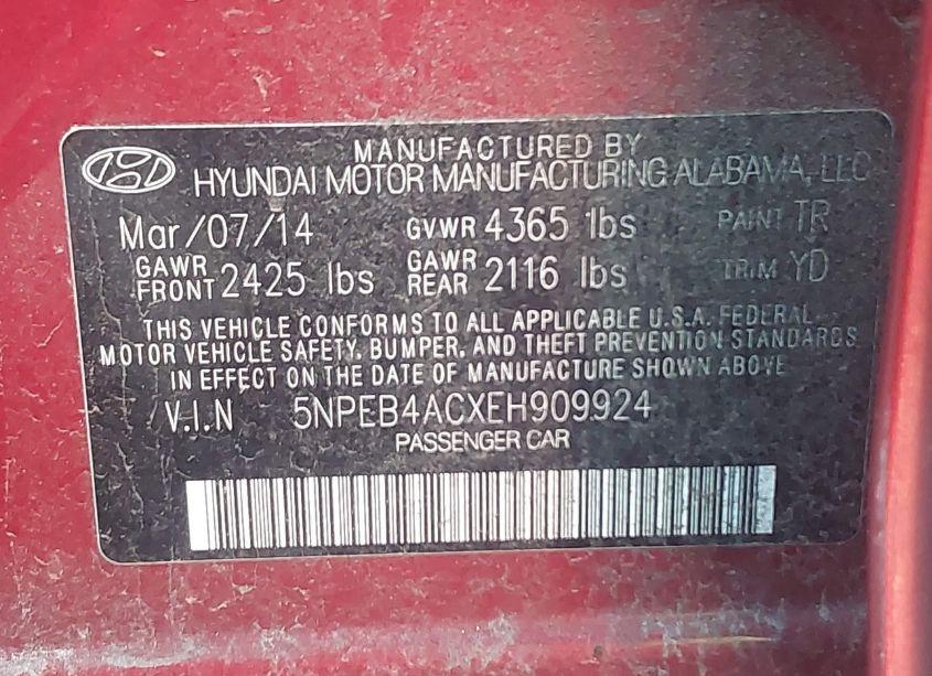 Photo 9 of 2014 Hyundai Sonata GLS (VIN 5NPEB4ACXEH909924)
