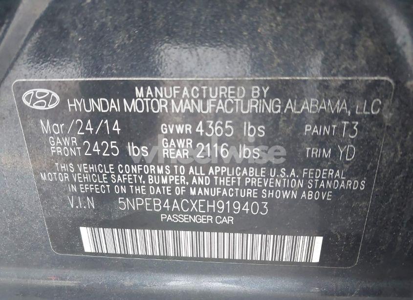 Photo 9 of 2014 Hyundai Sonata GLS (VIN 5NPEB4ACXEH919403)
