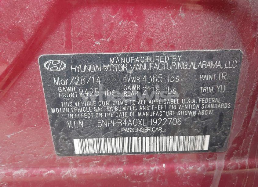 Photo 9 of 2014 Hyundai Sonata GLS (VIN 5NPEB4ACXEH922706)