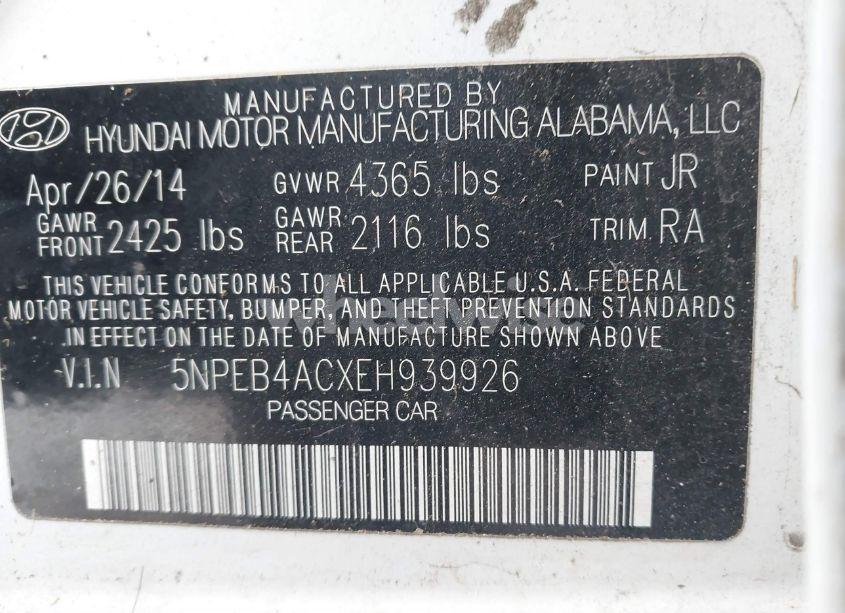 Photo 9 of 2014 Hyundai Sonata GLS (VIN 5NPEB4ACXEH939926)