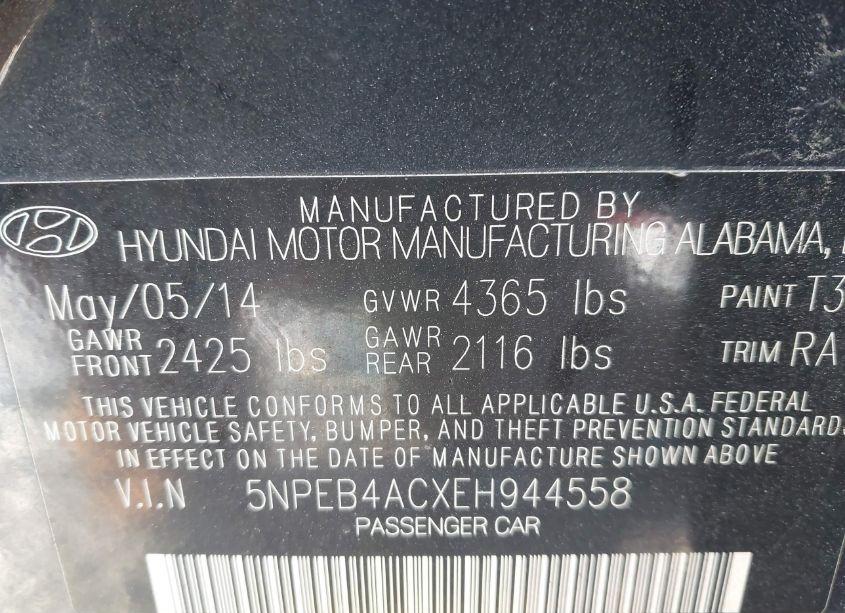 Photo 9 of 2014 Hyundai Sonata GLS (VIN 5NPEB4ACXEH944558)