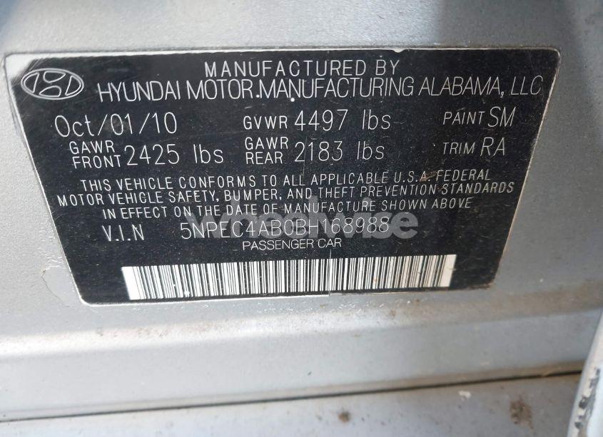 Photo 9 of 2011 Hyundai Sonata SE 2.0T (VIN 5NPEC4AB0BH168988)