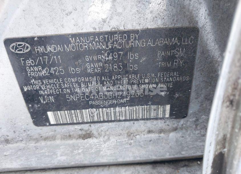 Photo 9 of 2011 Hyundai Sonata LIMITED 2.0T (VIN 5NPEC4AB0BH249263)