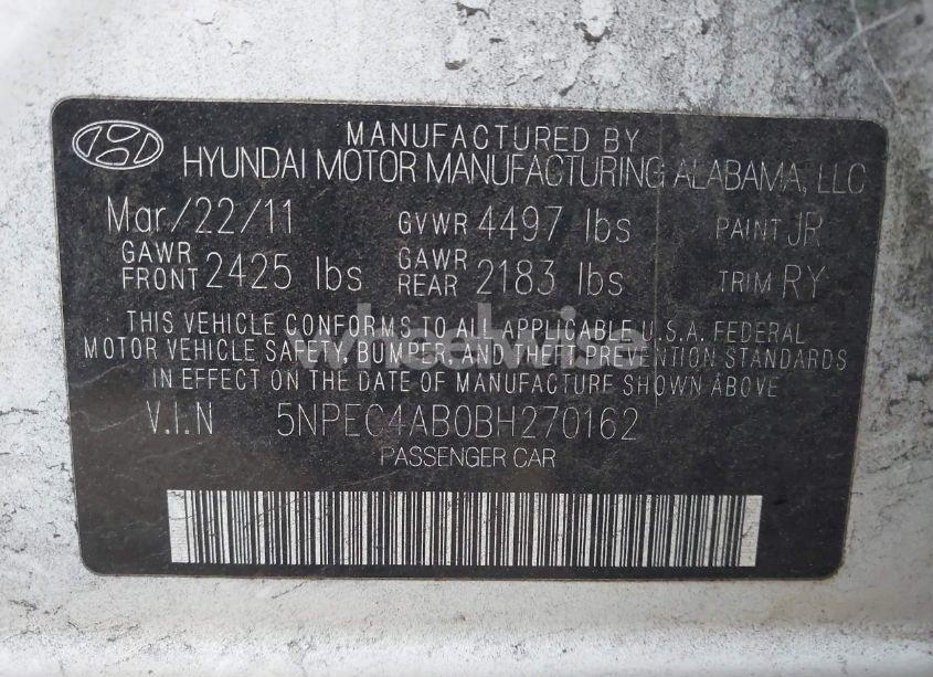 Photo 9 of 2011 Hyundai Sonata LIMITED 2.0T (VIN 5NPEC4AB0BH270162)