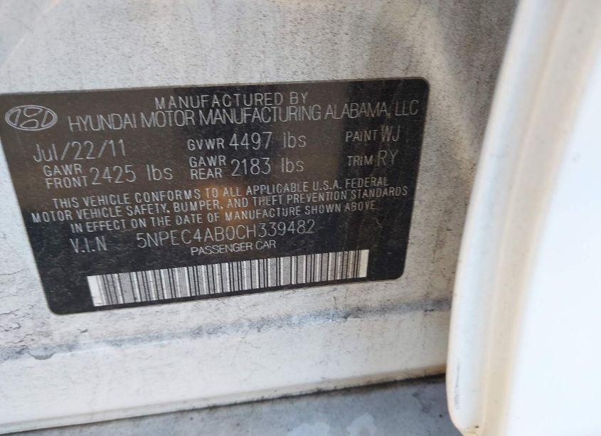 Photo 9 of 2012 Hyundai Sonata LIMITED 2.0T (VIN 5NPEC4AB0CH339482)