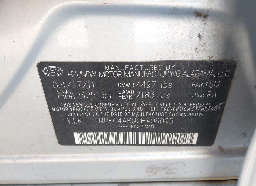 Photo 9 of 2012 Hyundai Sonata LIMITED 2.0T (VIN 5NPEC4AB0CH406095)