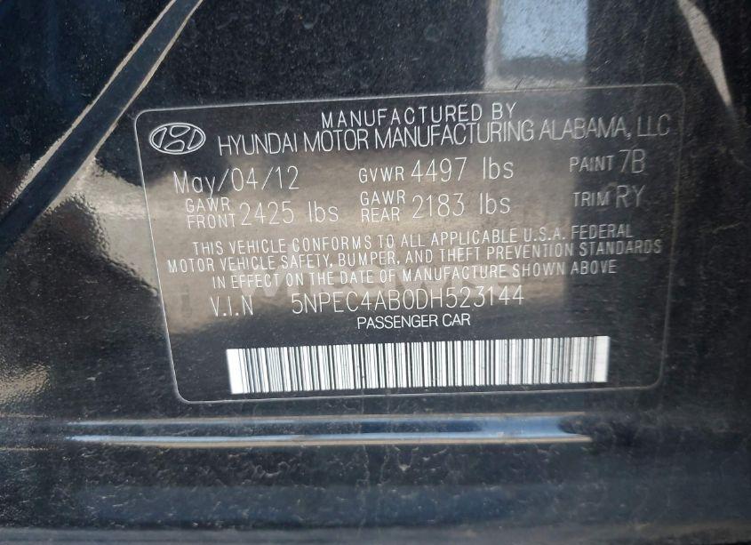 Photo 9 of 2013 Hyundai Sonata SE 2.0T (VIN 5NPEC4AB0DH523144)