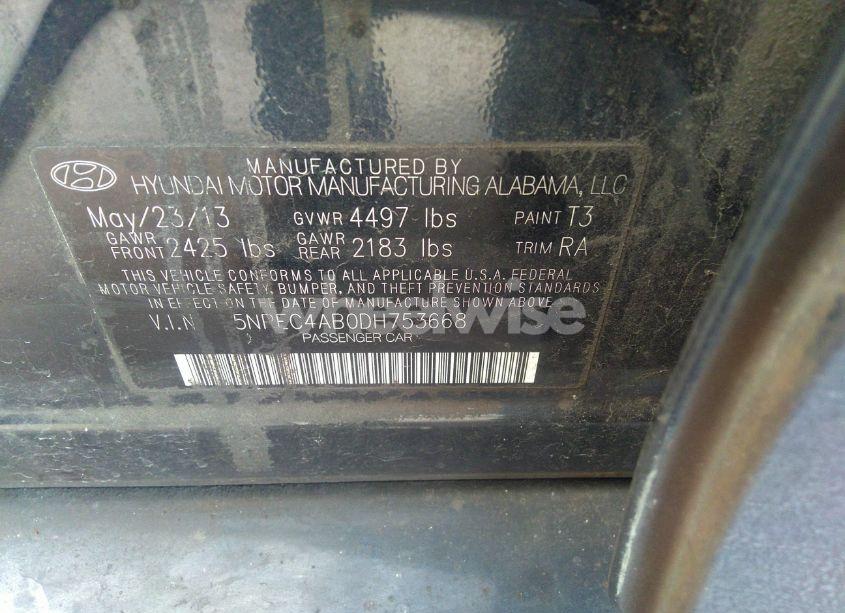Photo 9 of 2013 Hyundai Sonata SE 2.0T (VIN 5NPEC4AB0DH753668)