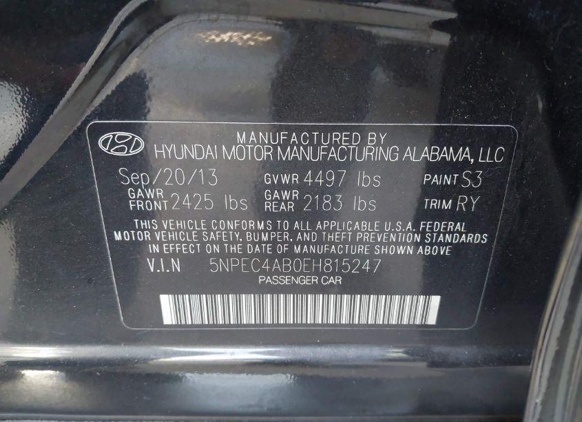 Photo 9 of 2014 Hyundai Sonata LIMITED 2.0T (VIN 5NPEC4AB0EH815247)