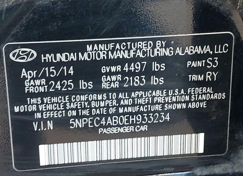 Photo 9 of 2014 Hyundai Sonata LIMITED 2.0T (VIN 5NPEC4AB0EH933234)