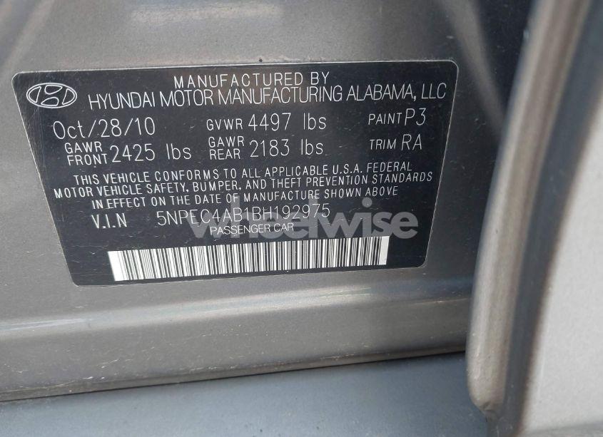 Photo 9 of 2011 Hyundai Sonata SE 2.0T (VIN 5NPEC4AB1BH192975)