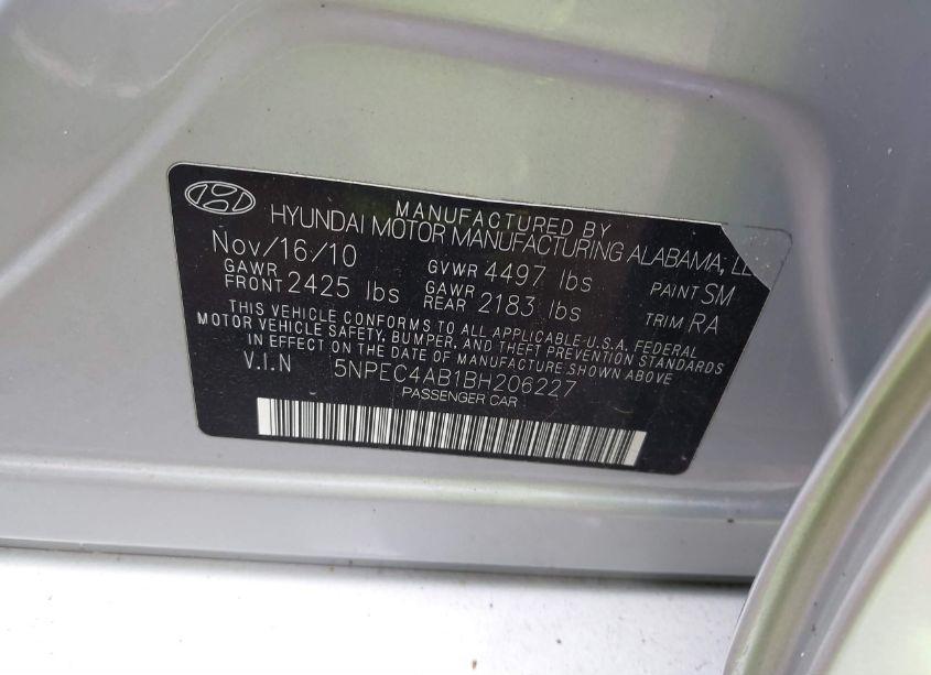 Photo 9 of 2011 Hyundai Sonata SE 2.0T (VIN 5NPEC4AB1BH206227)