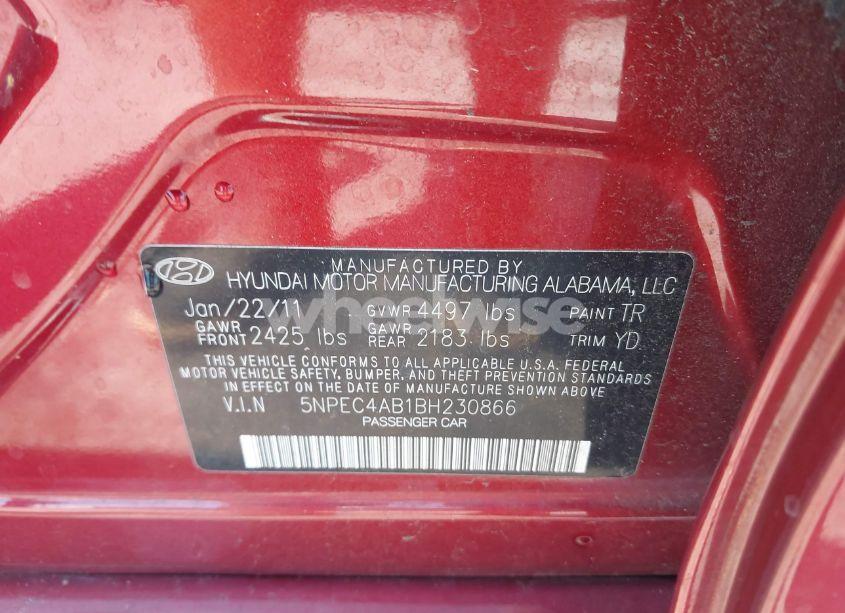 Photo 9 of 2011 Hyundai Sonata LIMITED 2.0T (VIN 5NPEC4AB1BH230866)