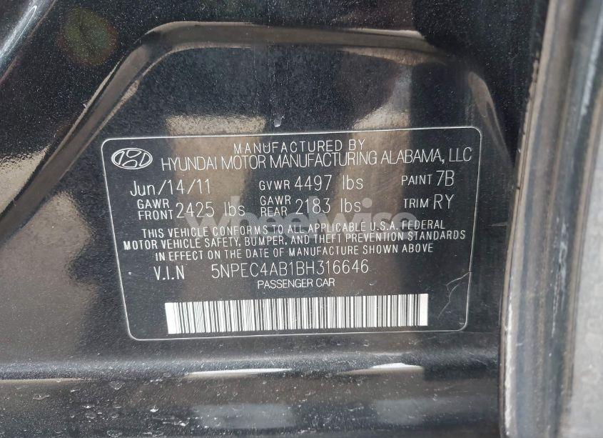 Photo 9 of 2011 Hyundai Sonata SE 2.0T (VIN 5NPEC4AB1BH316646)