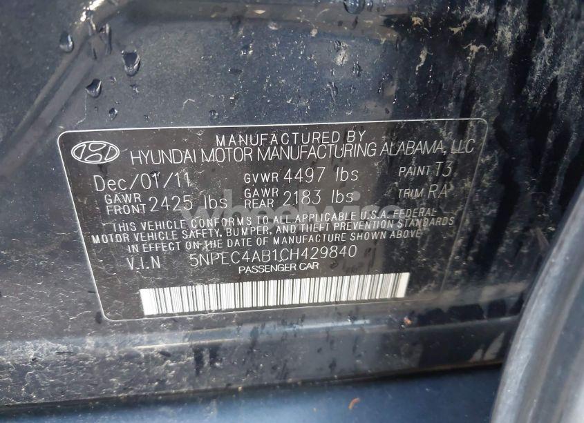 Photo 9 of 2012 Hyundai Sonata SE 2.0T (VIN 5NPEC4AB1CH429840)