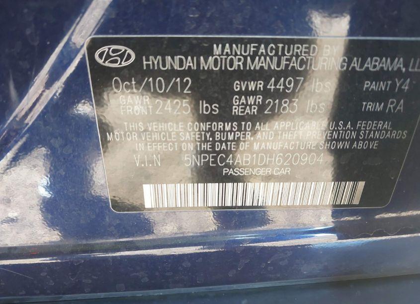 Photo 9 of 2013 Hyundai Sonata SE 2.0T (VIN 5NPEC4AB1DH620904)