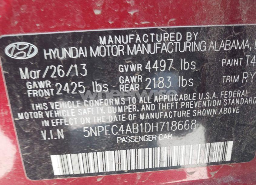Photo 9 of 2013 Hyundai Sonata SE 2.0T (VIN 5NPEC4AB1DH718668)