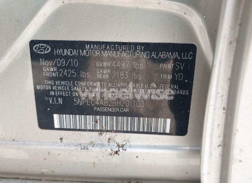Photo 9 of 2011 Hyundai Sonata LIMITED 2.0T (VIN 5NPEC4AB2BH201103)