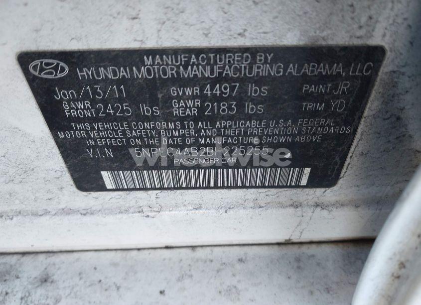 Photo 9 of 2011 Hyundai Sonata LIMITED 2.0T (VIN 5NPEC4AB2BH225255)