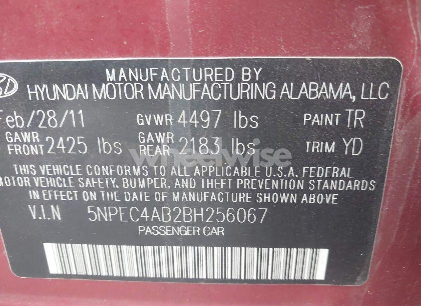 Photo 9 of 2011 Hyundai Sonata LIMITED 2.0T (VIN 5NPEC4AB2BH256067)