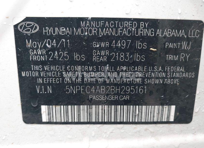 Photo 9 of 2011 Hyundai Sonata LIMITED 2.0T (VIN 5NPEC4AB2BH295161)