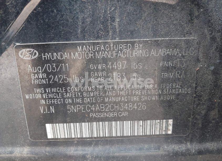 Photo 9 of 2012 Hyundai Sonata SE 2.0T (VIN 5NPEC4AB2CH348426)