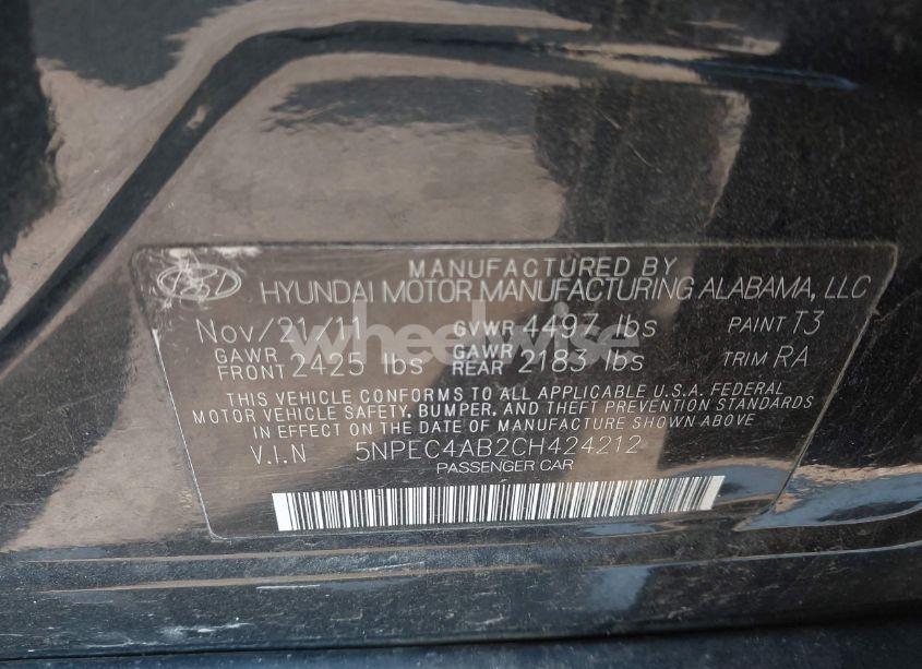 Photo 9 of 2012 Hyundai Sonata SE 2.0T (VIN 5NPEC4AB2CH424212)