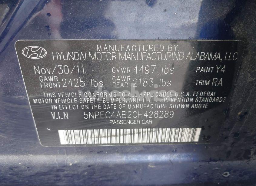 Photo 9 of 2012 Hyundai Sonata SE 2.0T (VIN 5NPEC4AB2CH428289)