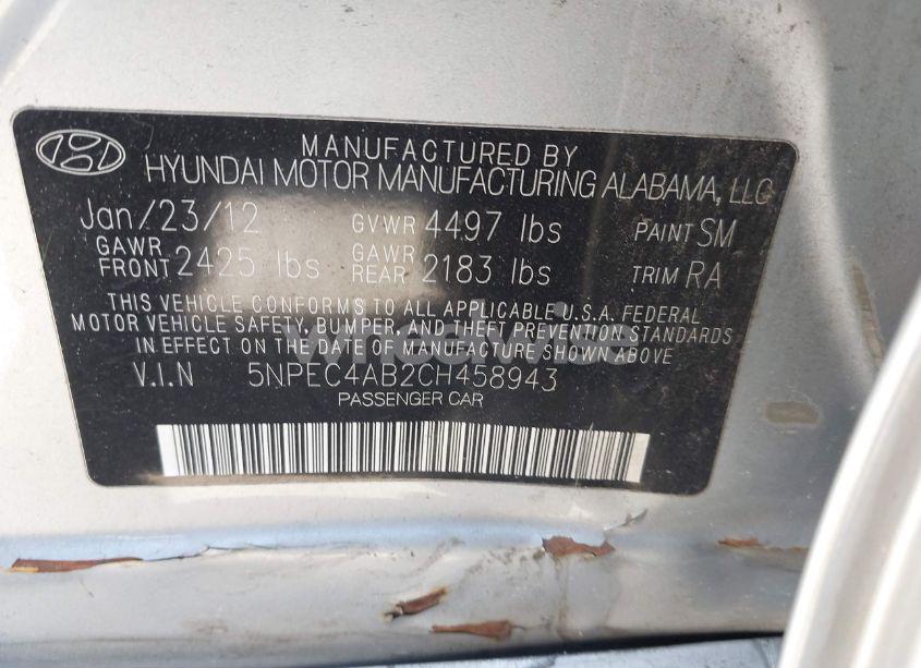 Photo 9 of 2012 Hyundai Sonata SE 2.0T (VIN 5NPEC4AB2CH458943)
