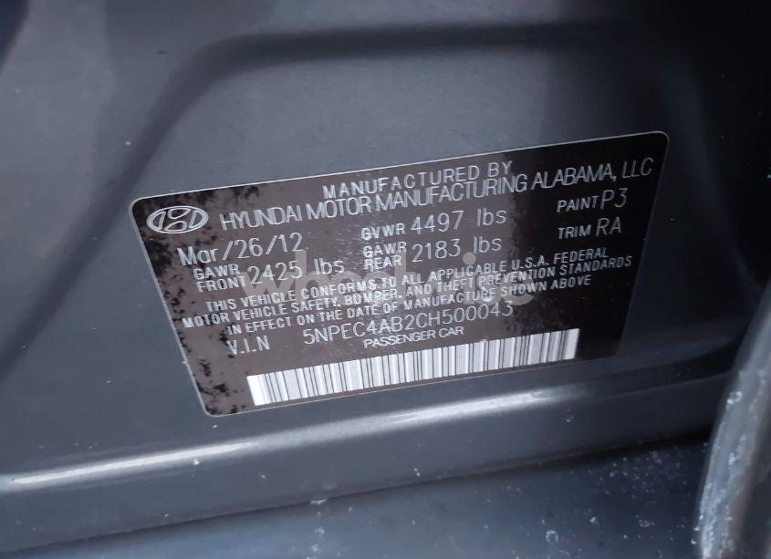 Photo 9 of 2012 Hyundai Sonata LIMITED 2.0T (VIN 5NPEC4AB2CH500043)