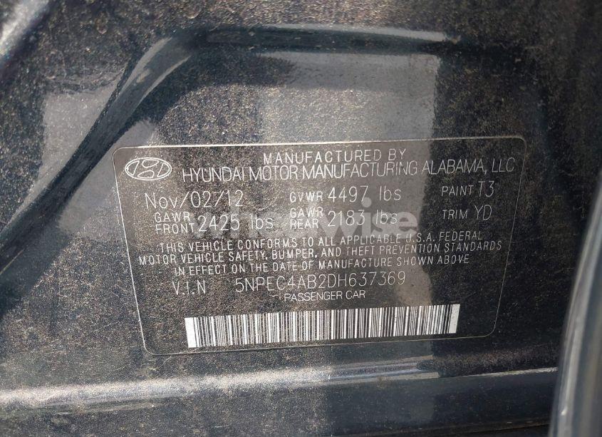 Photo 9 of 2013 Hyundai Sonata LIMITED 2.0T (VIN 5NPEC4AB2DH637369)