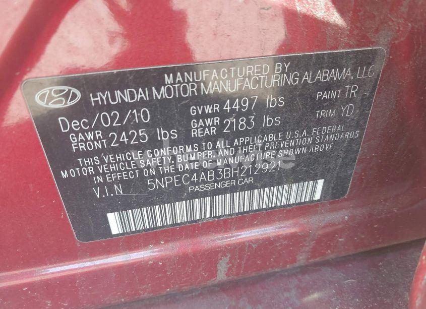 Photo 9 of 2011 Hyundai Sonata LIMITED 2.0T (VIN 5NPEC4AB3BH212921)