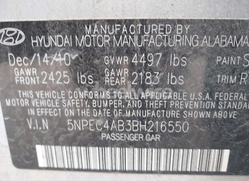 Photo 9 of 2011 Hyundai Sonata LIMITED 2.0T (VIN 5NPEC4AB3BH216550)