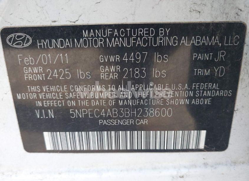 Photo 9 of 2011 Hyundai Sonata LIMITED 2.0T (VIN 5NPEC4AB3BH238600)