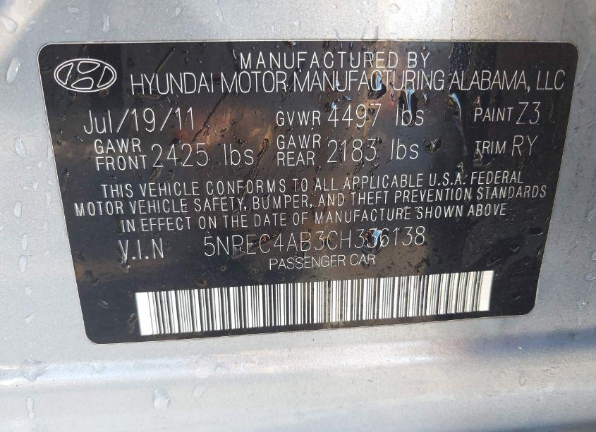 Photo 9 of 2012 Hyundai Sonata SE 2.0T (VIN 5NPEC4AB3CH336138)