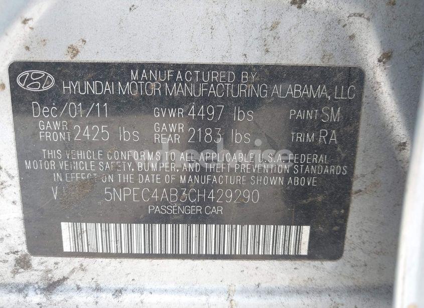 Photo 9 of 2012 Hyundai Sonata SE 2.0T (VIN 5NPEC4AB3CH429290)