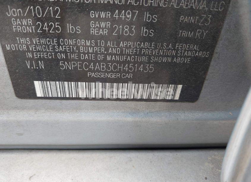 Photo 9 of 2012 Hyundai Sonata SE 2.0T (VIN 5NPEC4AB3CH451435)