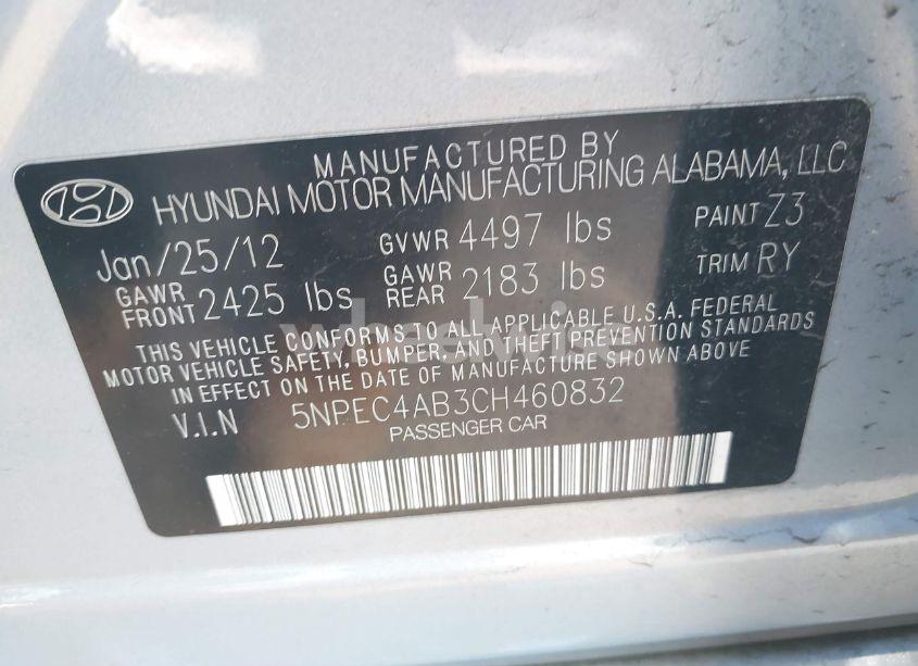 Photo 9 of 2012 Hyundai Sonata SE 2.0T (VIN 5NPEC4AB3CH460832)