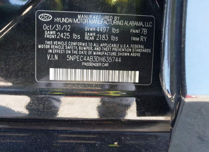 Photo 9 of 2013 Hyundai Sonata SE 2.0T (VIN 5NPEC4AB3DH635744)