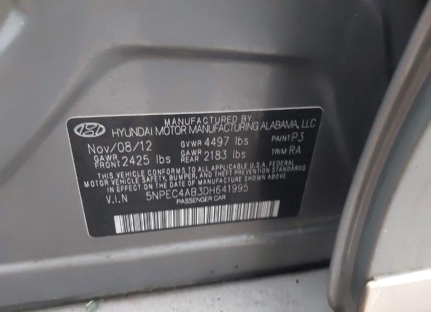 Photo 9 of 2013 Hyundai Sonata LIMITED 2.0T (VIN 5NPEC4AB3DH641995)