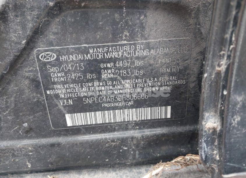 Photo 9 of 2013 Hyundai Sonata SE 2.0T (VIN 5NPEC4AB3DH806606)