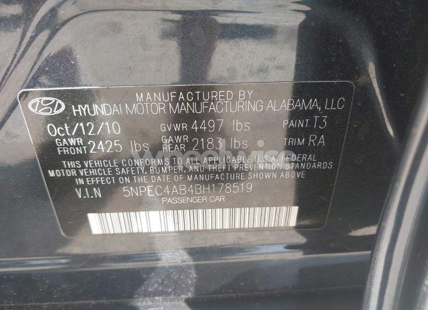 Photo 9 of 2011 Hyundai Sonata SE 2.0T (VIN 5NPEC4AB4BH178519)
