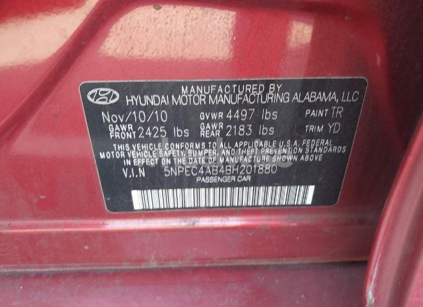 Photo 9 of 2011 Hyundai Sonata LIMITED 2.0T (VIN 5NPEC4AB4BH201880)