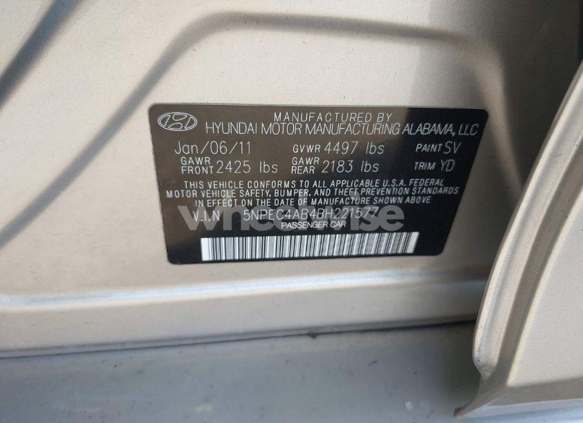 Photo 9 of 2011 Hyundai Sonata LIMITED 2.0T (VIN 5NPEC4AB4BH221577)