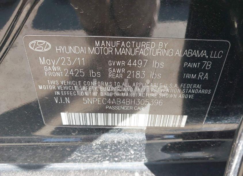 Photo 9 of 2011 Hyundai Sonata LIMITED 2.0T (VIN 5NPEC4AB4BH305396)