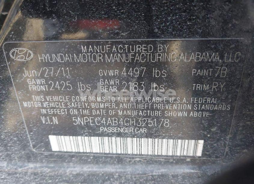 Photo 9 of 2012 Hyundai Sonata SE 2.0T (VIN 5NPEC4AB4CH325178)
