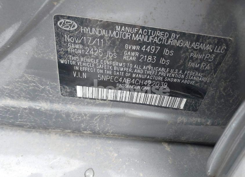 Photo 9 of 2012 Hyundai Sonata SE 2.0T (VIN 5NPEC4AB4CH422039)